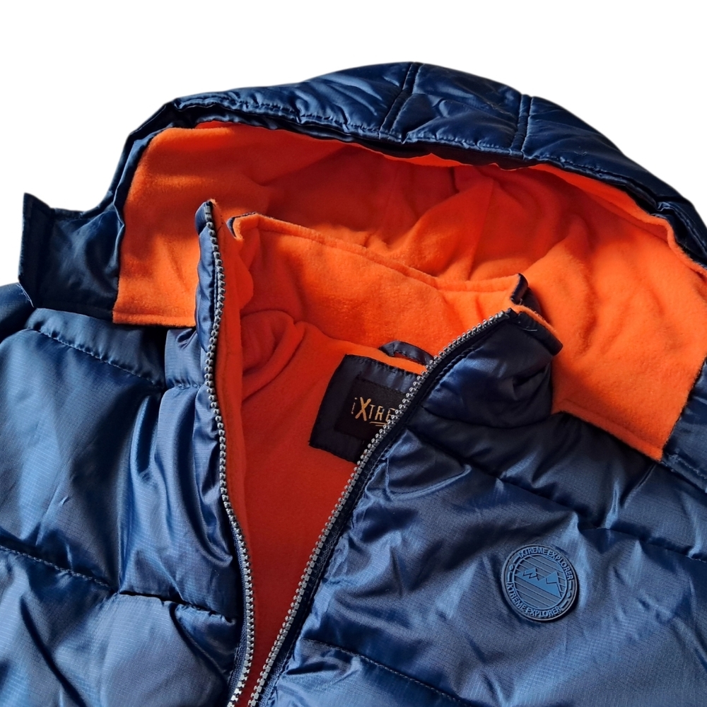 iXtreme Boys Puffer Jacket Blue Orange Hooded Winter Warm Coat XL - Picture 5 of 12